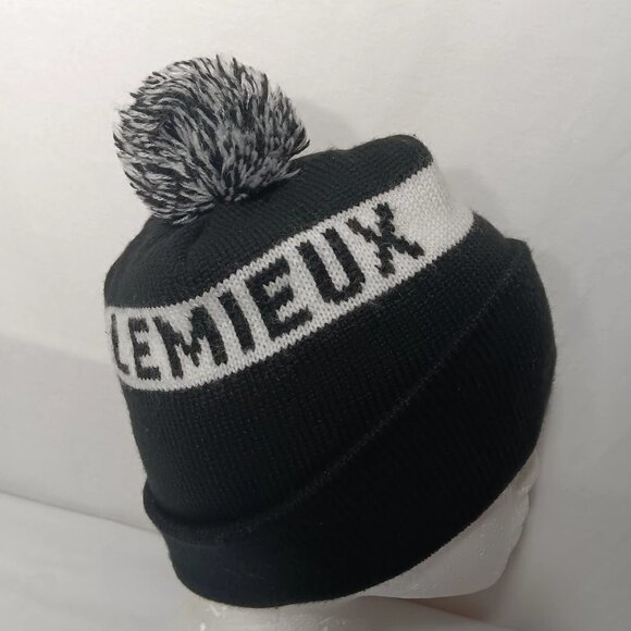 Mario Lemieux Hat Knit Beanie Pittsburgh Penguins Pom Pom Boggin NHL Hockey USA - Picture 4 of 11